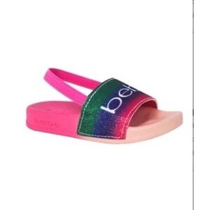 NWT TODDLER GIRLS BEBE‎ SLING BACK SANDALS~GLITTER PINK~SZ SM 5/6